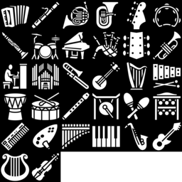 Musical instrument icons montage